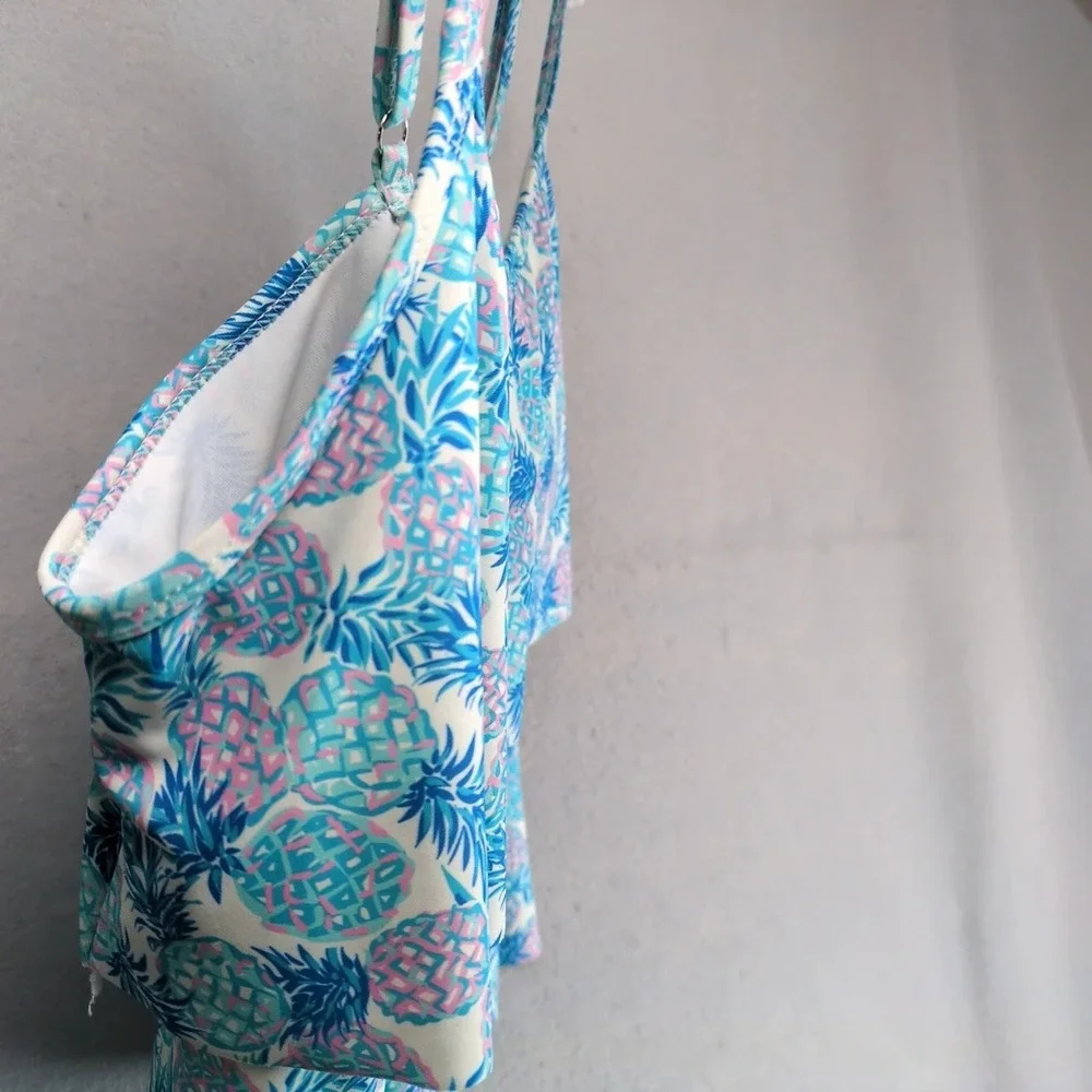 Simply Southern Swim Tankini Top Size M Pineapple Print Flounce Adjustable Strap